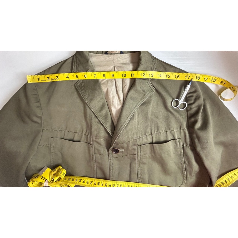 Banana Republic Mens 40S Olive Green Cotton Linen Safari Blazer Field Jacket - Picture 4 of 16